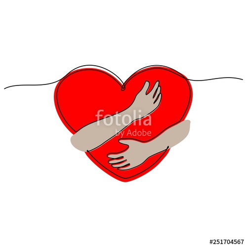 Continuous Line Drawing Of Hand Hugging Heart, Hug Vector Stock 500x500 Continuous Line Drawing Of Hand Hugging Heart, Hug Vector Stock