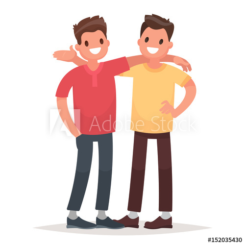Concept Of Male Friendship Two Guys Hug Vector Illustration 500x500 Concept Of Male Friendship Two Guys Hug Vector Illustration