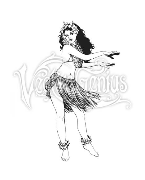 468x580 Dancing Hawaiian Tropical Hula Girl Stock Art