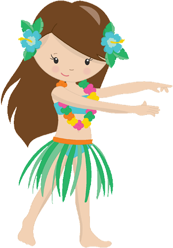 350x501 Hawaii Tropical Paradise Poster Hula Dancer Stock Vector