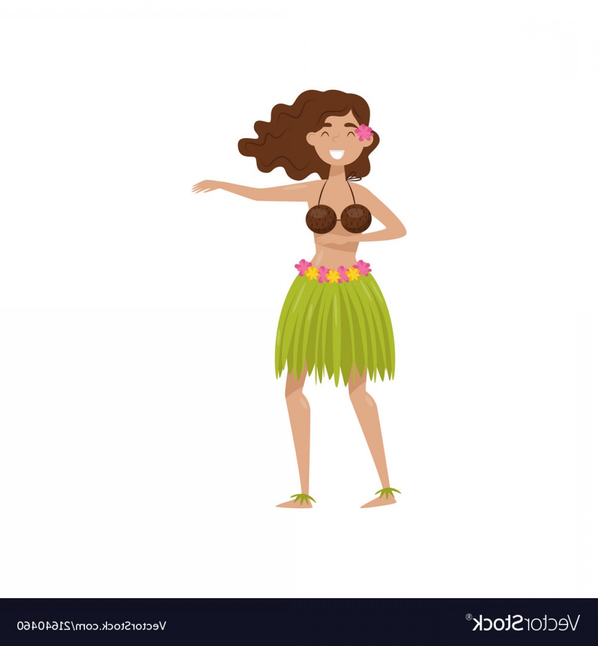 1200x1296 Hawaiian Girl In Grass Skirt Dancing Vector Catchsplace