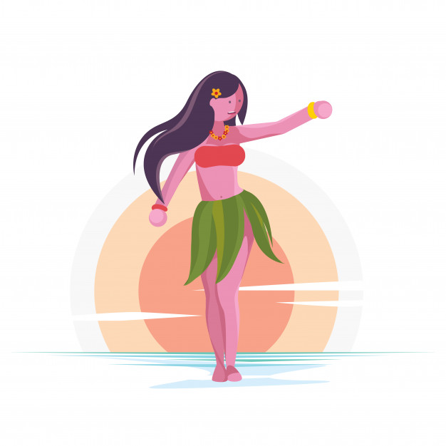 626x626 Hawaiian Hula Dancer Pretty Woman Vector Premium Download