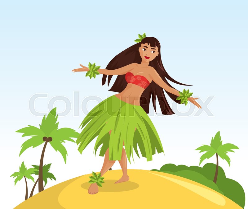 800x672 Hawaiian Hula Dancer Young Pretty Stock Vector Colourbox