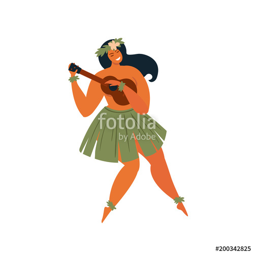 500x500 Hawaiian Hula Dancer Young Pretty Woman Vector Illustration