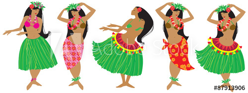 500x189 Vector Illustration Of Hula Dancers
