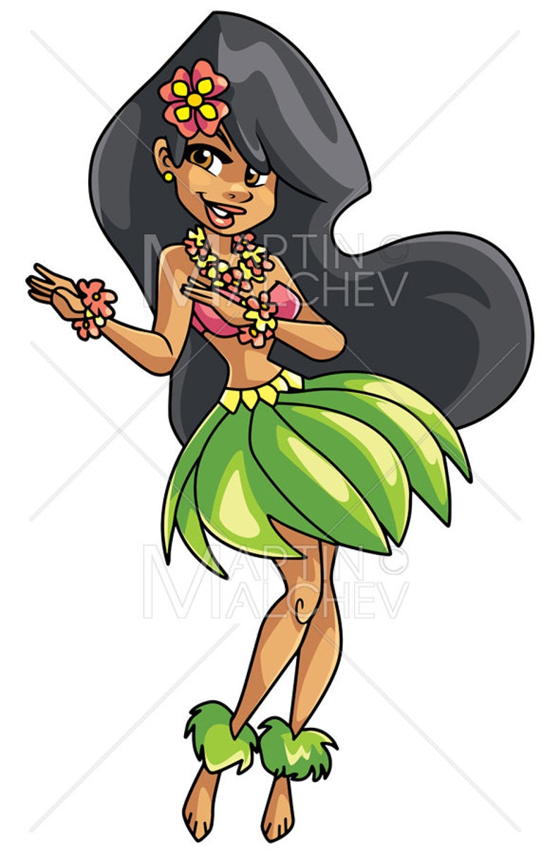 794x1211 Hula Girl On White Vector Illustration Woman Dancing Etsy