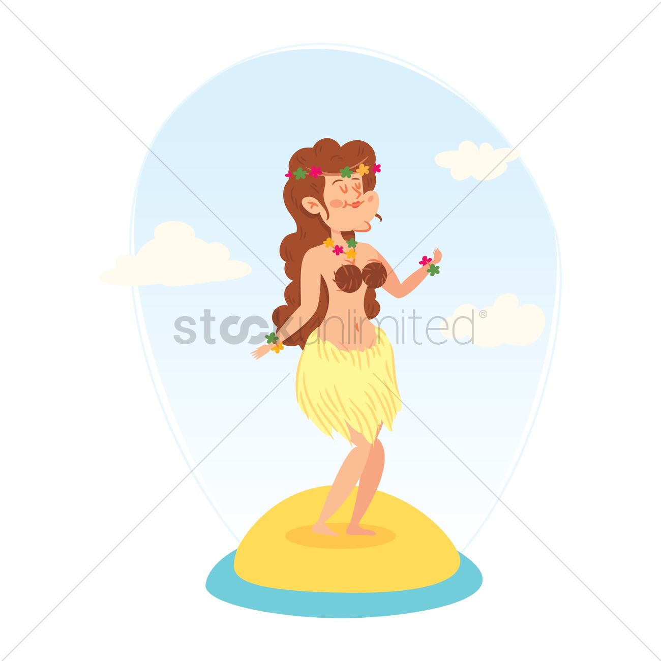 1300x1300 Hula Girl Vector Image