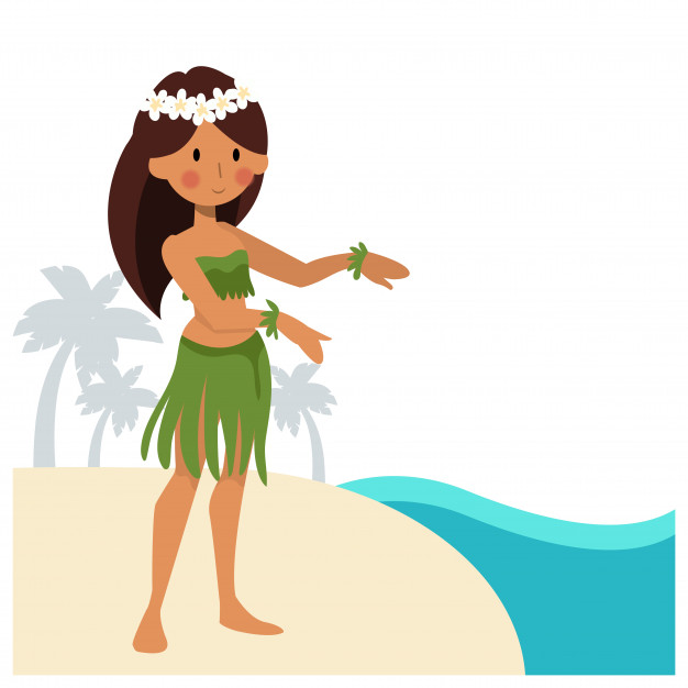 626x626 Hula Girl On The Beach Vector Premium Download