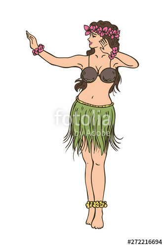 334x500 Illustration Of A Hula Girl Dancing Isolated On White Background. 