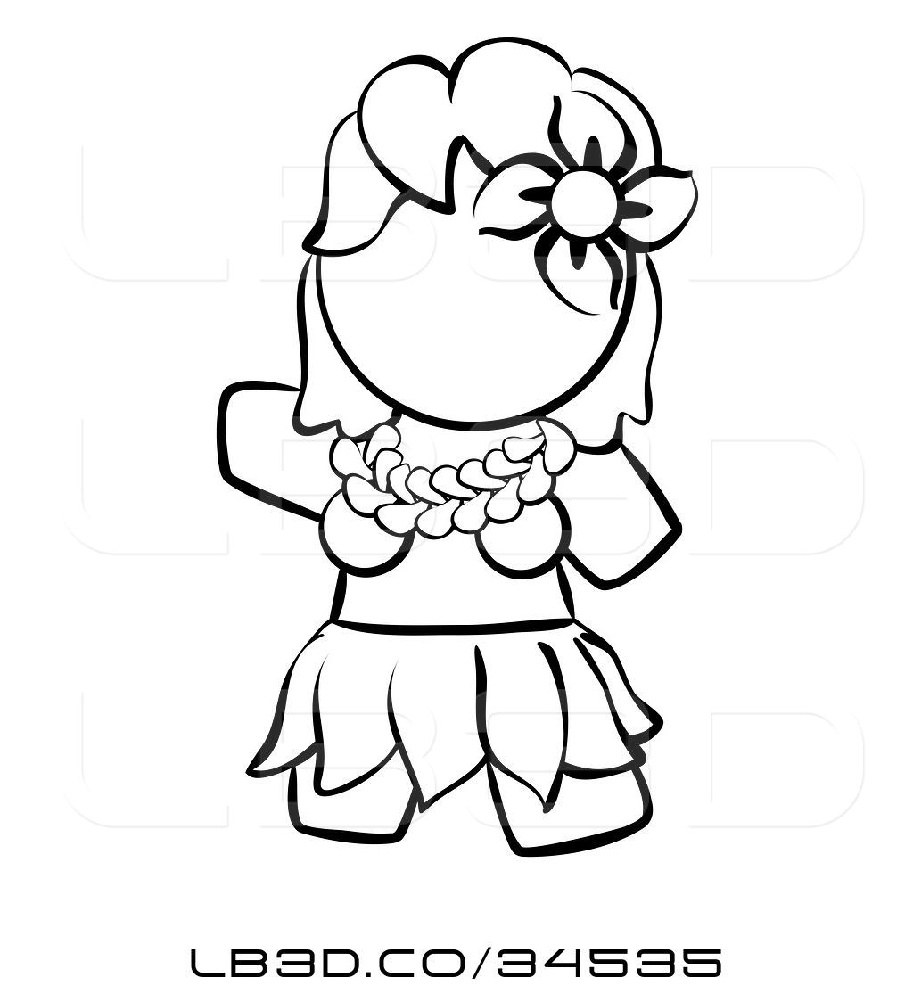 1024x1124 Vector Illustration Of Black And White Human Factor Hawaiian Hula