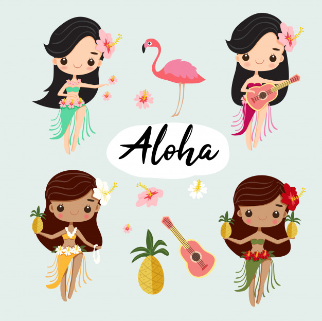 626x624 Cute Hawiian Hula Girl Dance For Summer Vector Premium Download