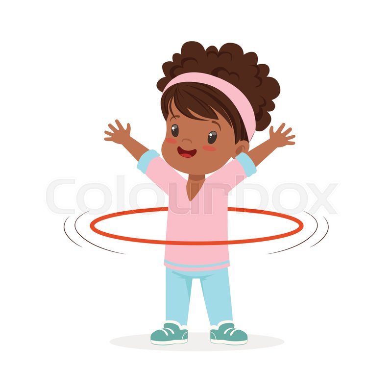 800x800 Girl Spining A Hula Hoop Around The Stock Vector Colourbox