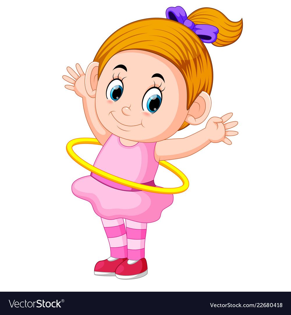 1000x1080 Happy Girl Playing Hula Hoop Royalty Free Vector Image