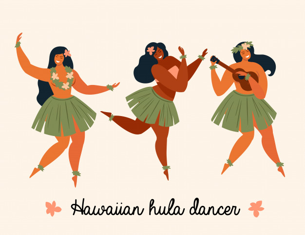 626x484 Hawaii Dance Girls Playing Ukulele And Dancing Hula Vector