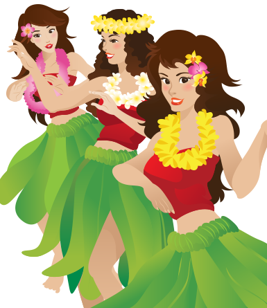 385x445 Hula Dancers Vector