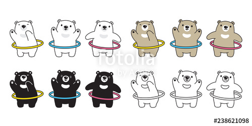 500x250 Bear Vector Polar Bear Hula Hoop Sport Fat Gym Weight Training