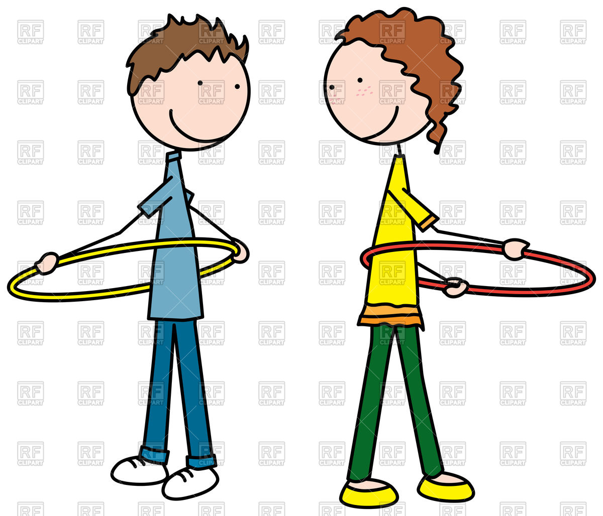 1200x1028 Cartoon Illustration Of A Boy And Girl Playing With Hula Hoop
