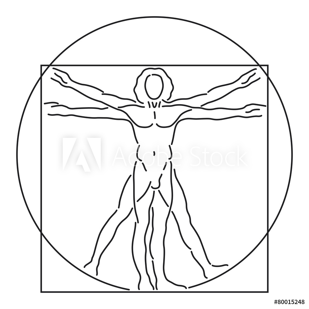 1000x1000 Photo Art Print Leonardo Da Vinci Vitruvian Man, Human Anatomy