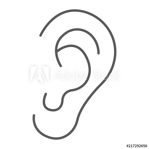 500x500 Human Ear Thin Line Icon, Anatomy And Biology, Otology Sign