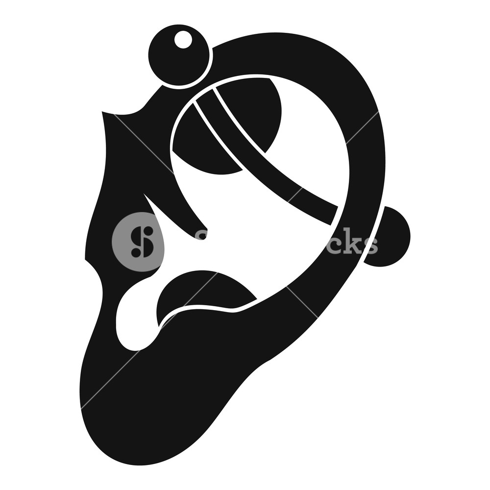 Human Ear With Piercing Icon In Simple Style Isolated Vector 1000x1000 Human Ear With Piercing Icon In Simple Style Isolated Vector