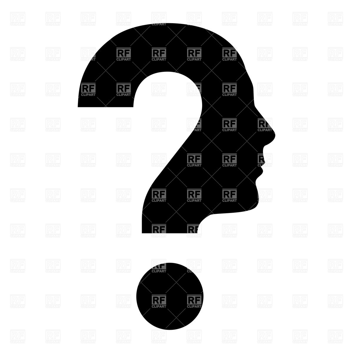 Question Mark With Human Face Profile Silhouette Vector Image 1200x1200 Question Mark With Human Face Profile Silhouette Vector Image
