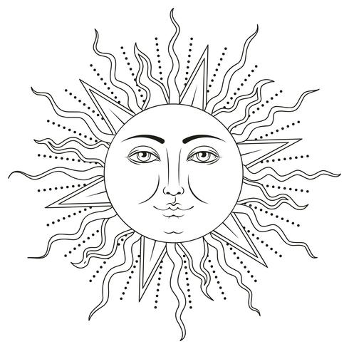 Sun With Human Face Symbol Vector Illustration 490x490 Sun With Human Face Symbol Vector Illustration