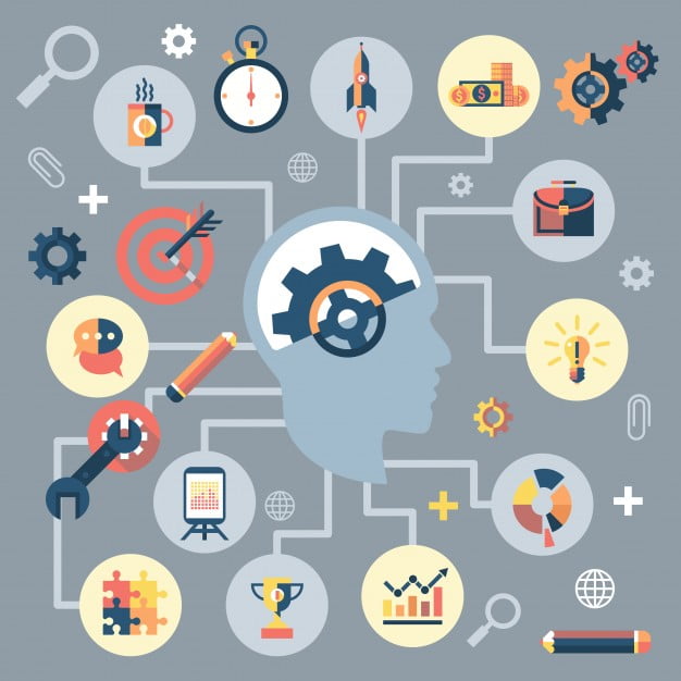 626x626 Human Head Silhouette Thinking Man With Cogwheel Creativity