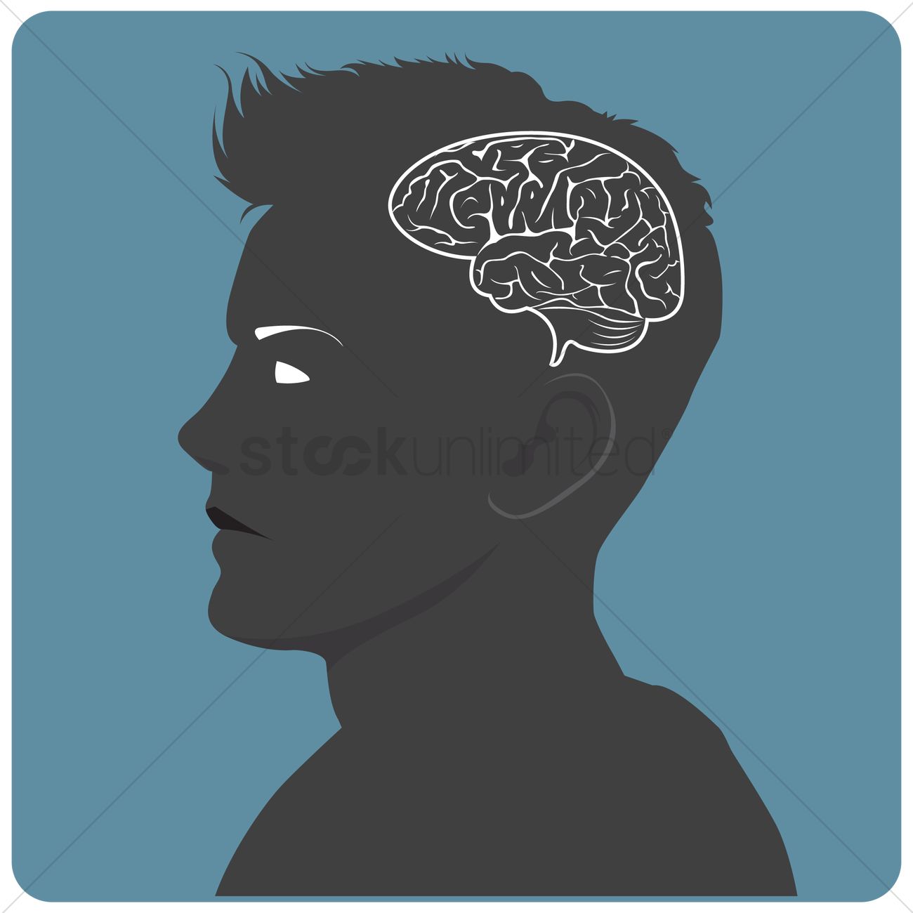 1300x1300 Human Head Silhouette With Brain Vector Image