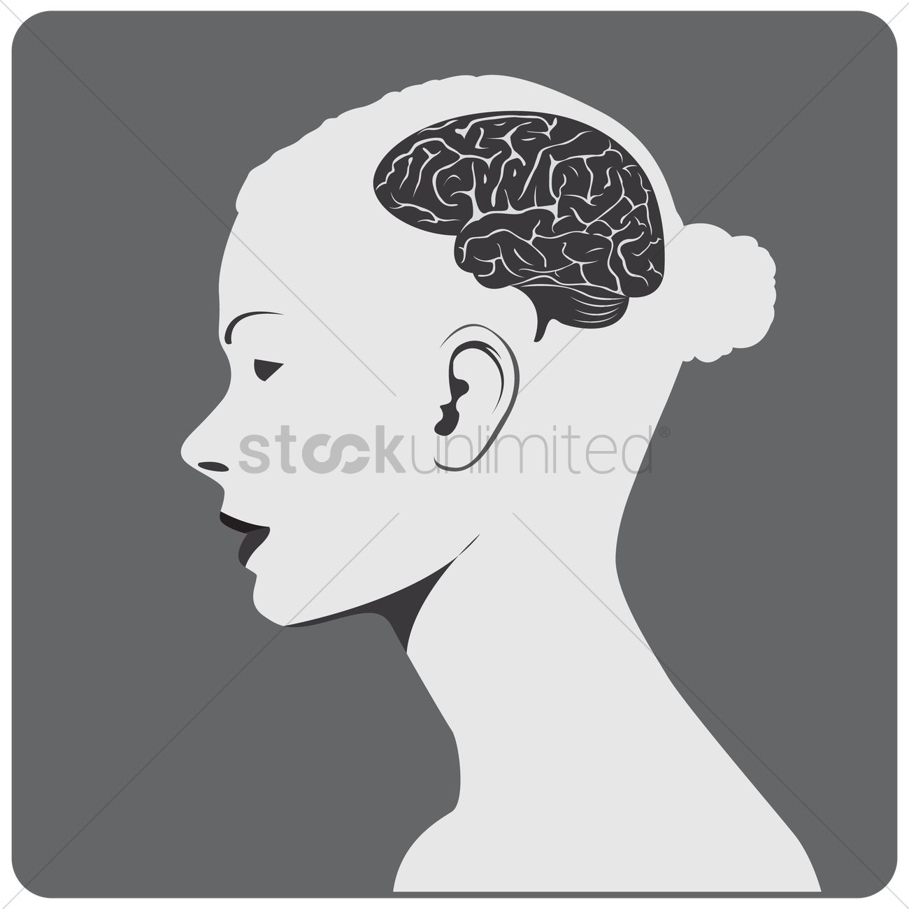 1300x1300 Human Head Silhouette With Brain Vector Image