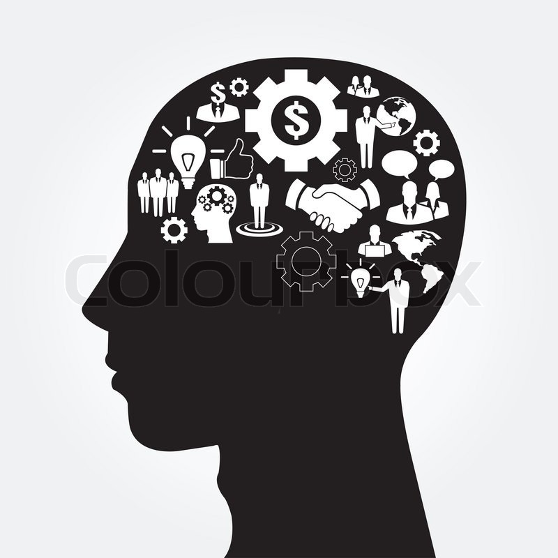 800x800 Human Head Silhouette With Business Stock Vector Colourbox