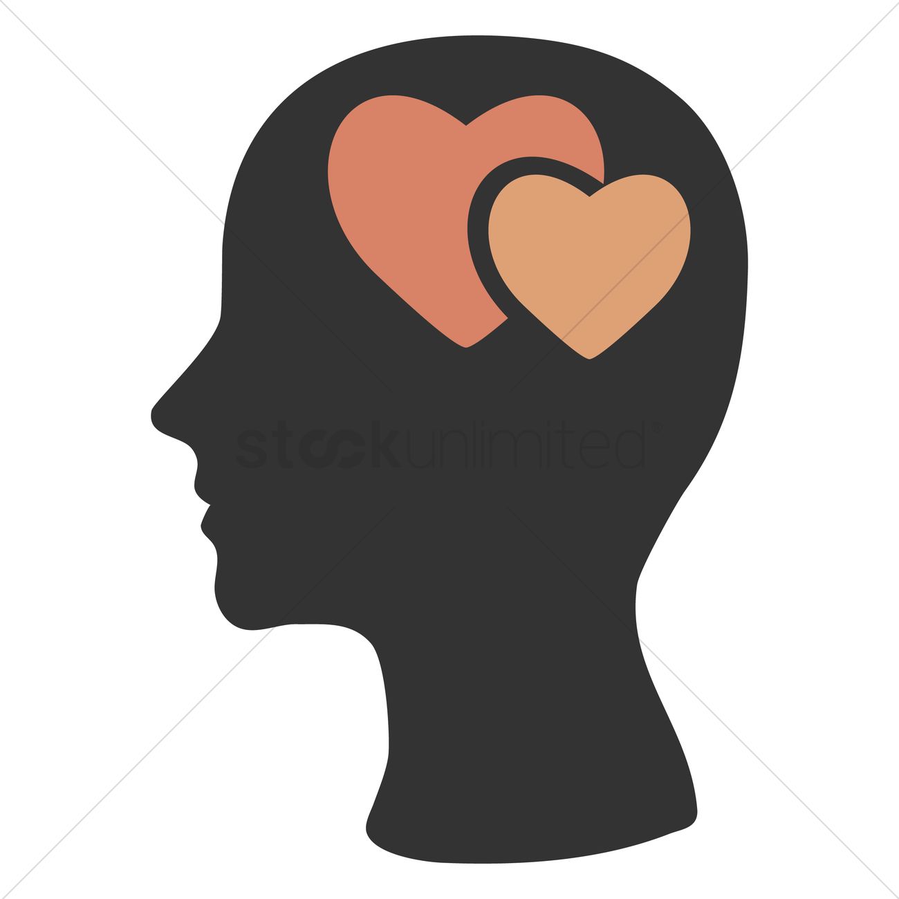 1300x1300 Human Head Silhouette With Hearts Vector Image