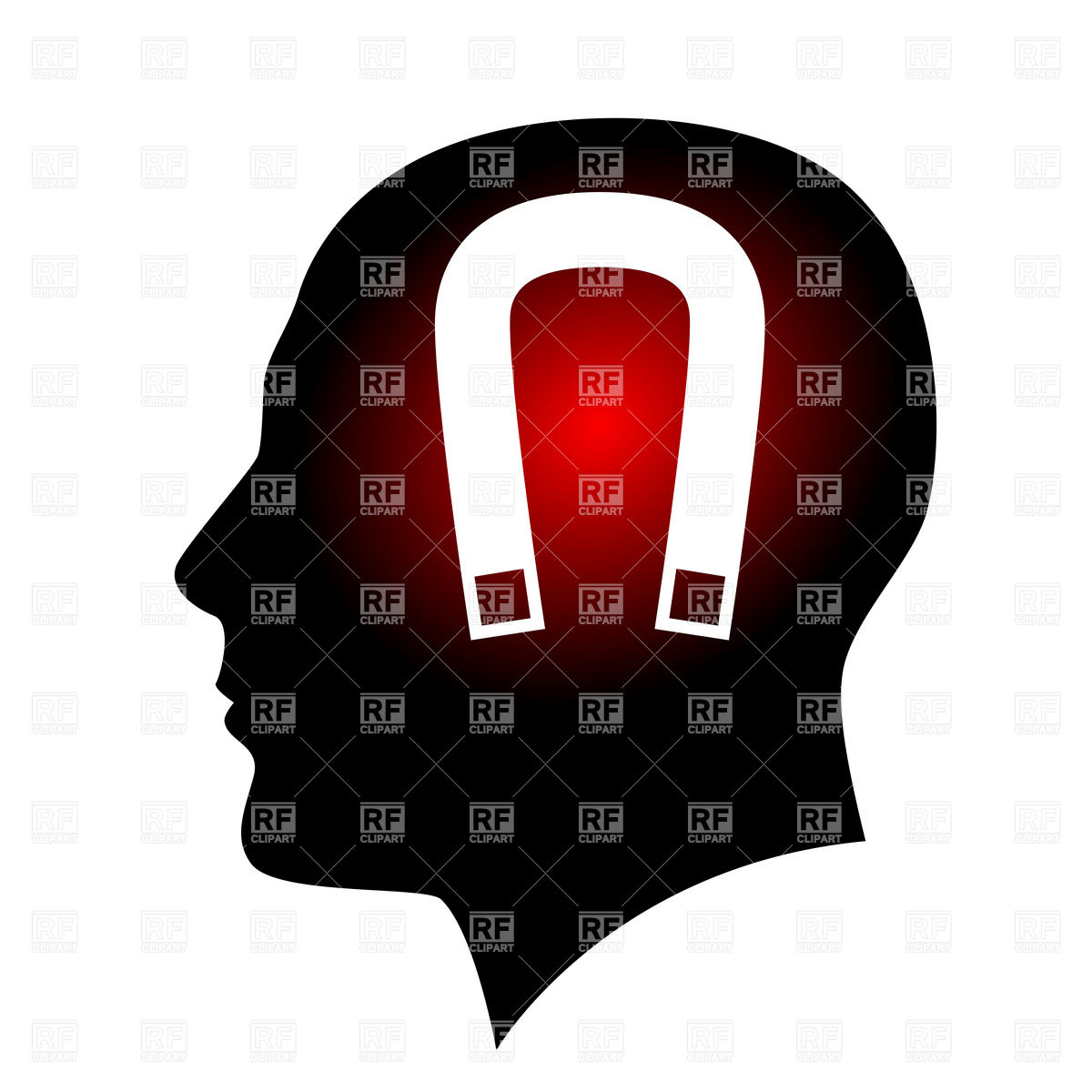 1200x1200 Human Head Silhouette With Horseshoe Magnet Inside Vector Image