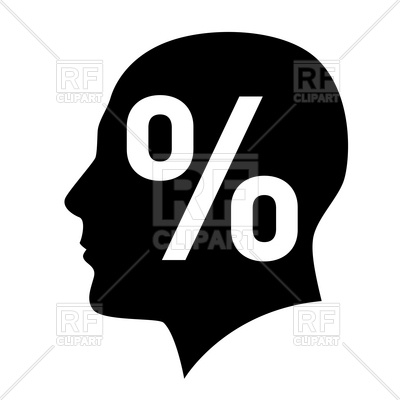 400x400 Man's Head Silhouette With Percent Sign Inside Vector Image