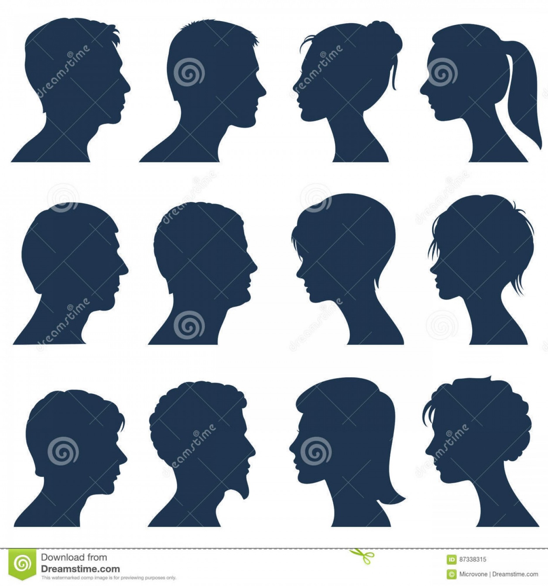 1872x2001 Stock Illustration Man Woman Face Profile Vector Silhouettes