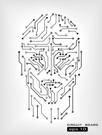 340x450 Digital Circuit Human Head Silhouette Vector Background Royalty