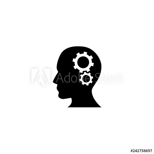 500x500 Human Head Silhouette With Cogwheels Icon Vector Human Head