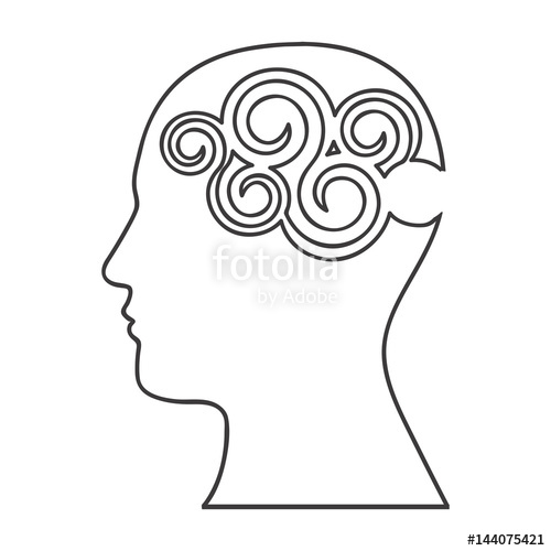 500x500 Monochrome Silhouette With Human Head With Abstract Cloud Inside