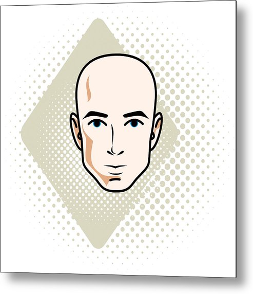 493x572 Man Face, Human Head Vector Character, Handsome Bald Male Metal