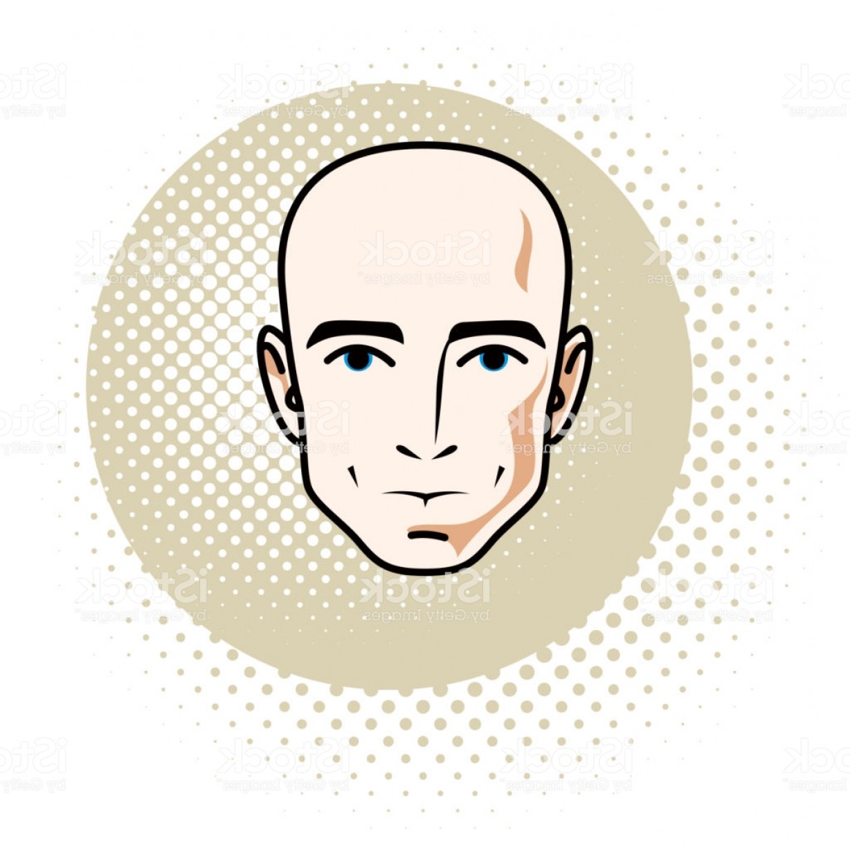 1228x1228 Man Face Human Head Vector Character Handsome Bald Male Gm