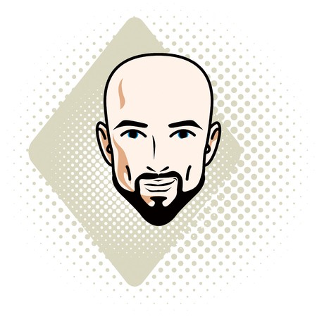 450x450 Man Face, Human Head Vector Character Wearing Whiskers And Beard