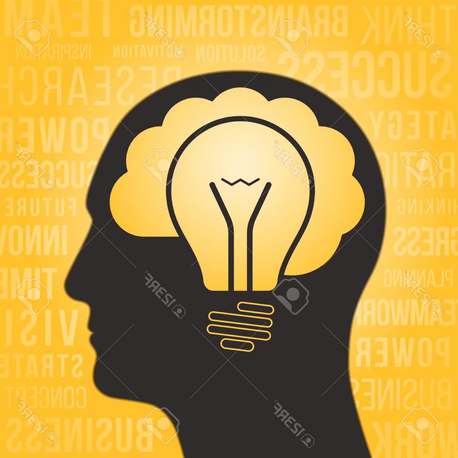 1560x1560 Photostock Vector Silhouette Of A Human Head With Brain And Light