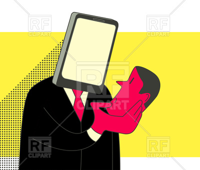 400x340 Smartphone Head Man Holding Human Head Vector Image Of Conceptual