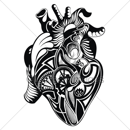 500x500 Human Heart Vector Heart Illustration Tattoo Gl Stock Images