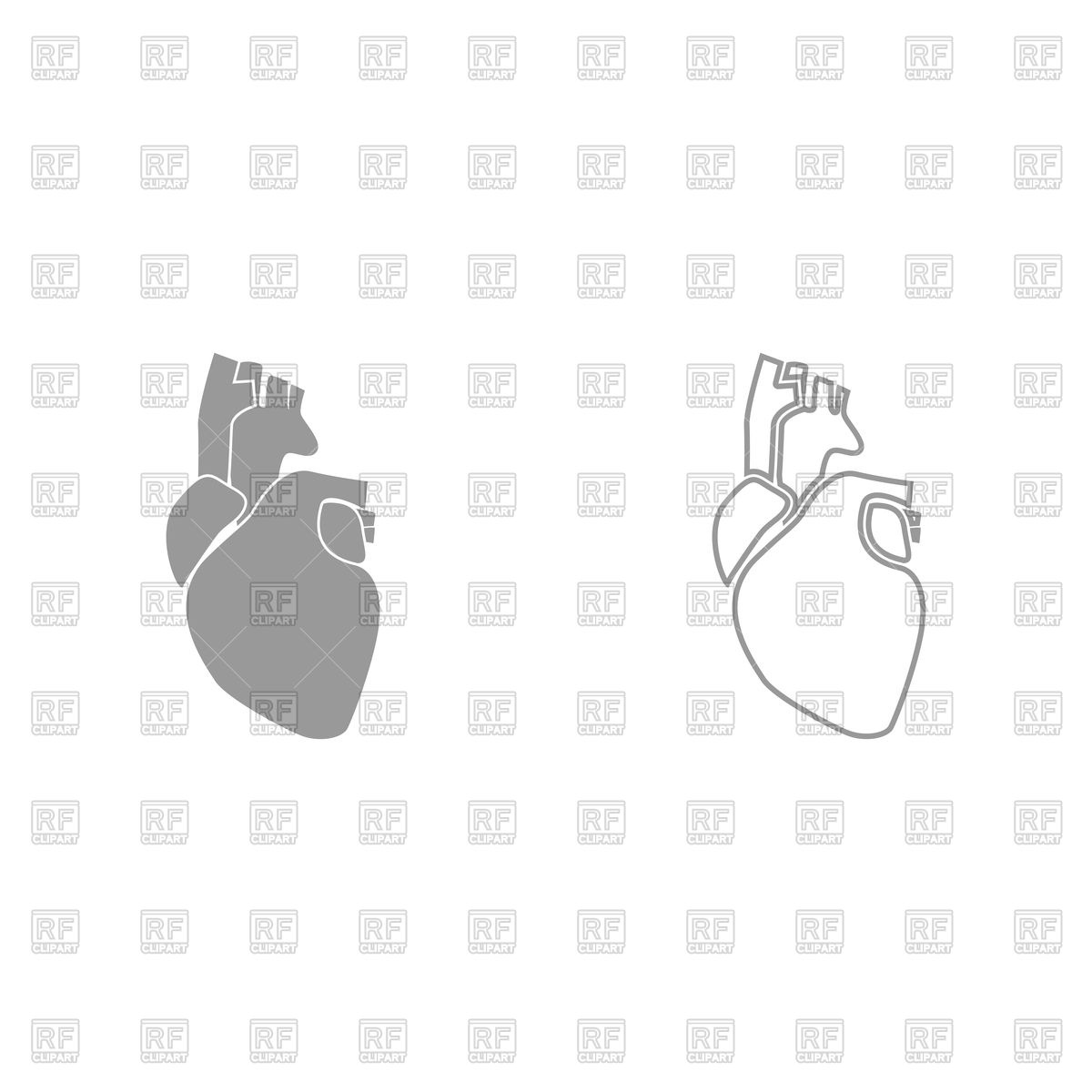 1200x1200 Human Heart Silhouette And Outline Vector Image Of Signs, Symbols