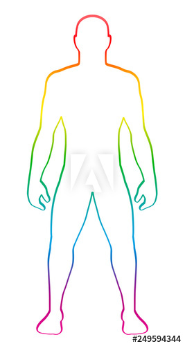 267x500 Male Muscular Body Shape Rainbow Gradient Colored Human