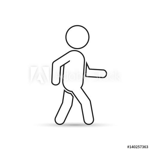500x500 Man Walk Icon Outline Vector Human Side View