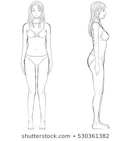 260x280 Vector Sketch Template Girl Illustration Woman Body Front And Side