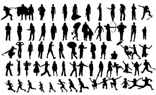 645x395 Human Silhouettes Vector Pack