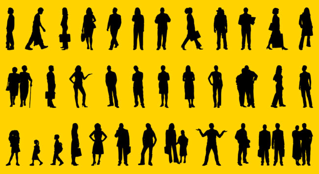 650x356 Different Human Silhouettes Vector