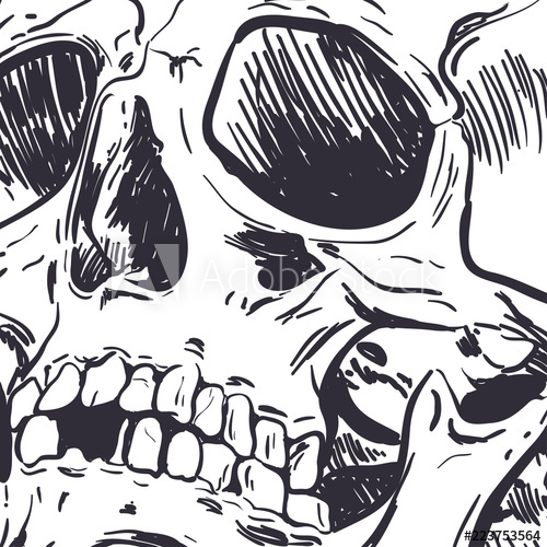 500x500 Human Skull Vector Art Hand Drawn Illustration